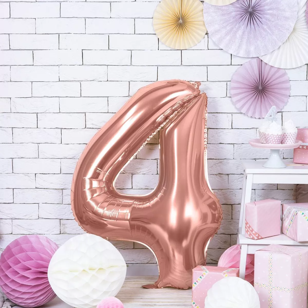 Cheap Balon Pink Metal Foliowy Cyfra "4" 86 Cm Sale