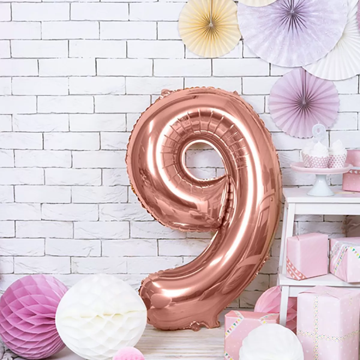 Clearance Balon Pink Metal Foliowy Cyfra "9" 86 Cm Sale