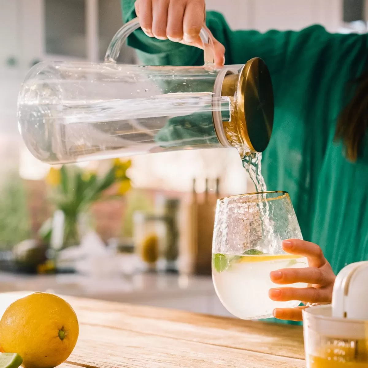 Store Dzbanek Minta Ze Zlotym Wieczkiem 1,3 L Naczynia Ogródowe I Piknikowe