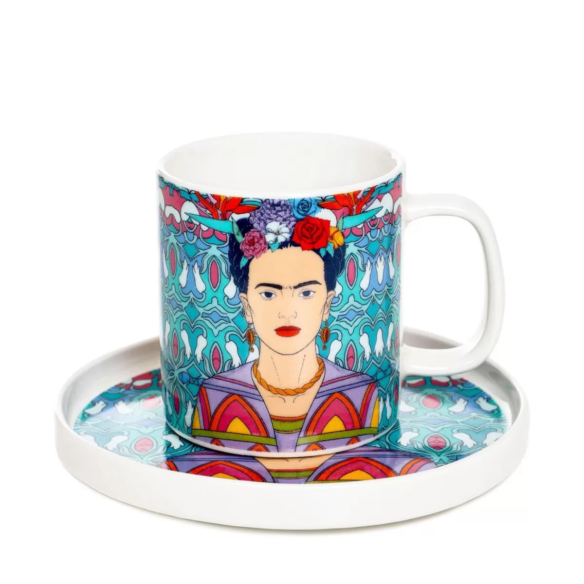 Clearance Filizanka Frida Kahlo Ze Spodkiem Turkusowa 0,2 L Filizanki