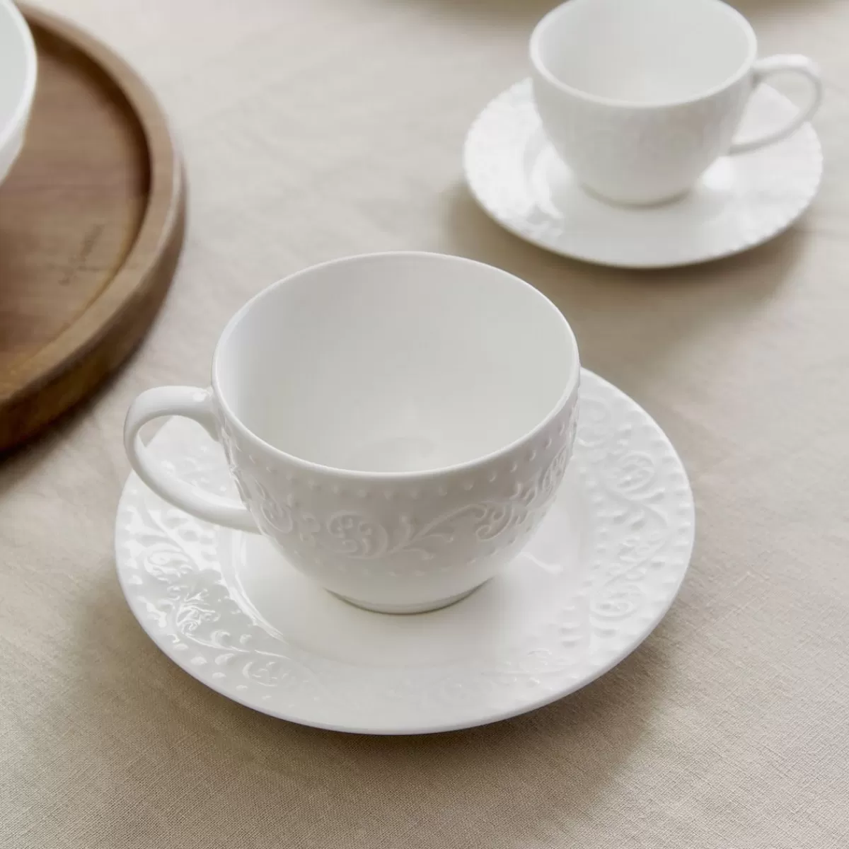 Store Filizanka Sylia Duza Biala Z Ornamentem 0,25 L Zastawa Porcelanowa