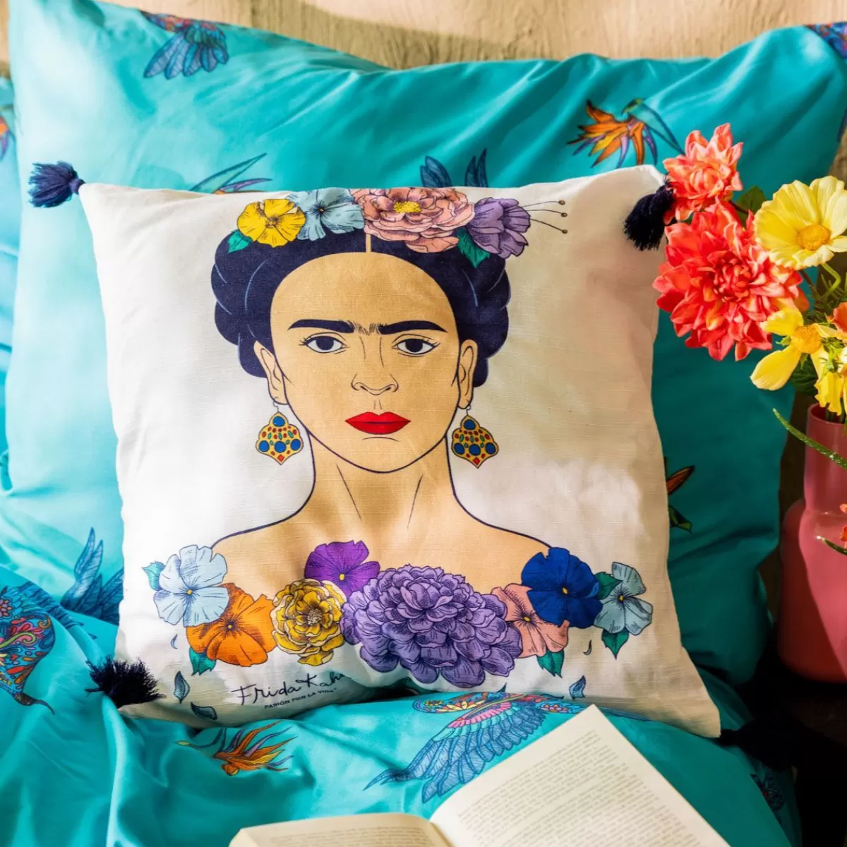 Cheap Poszewka Frida Kahlo Z Granatowymi Fredzlami 45X45 Cm Poszewki Na Poduszki