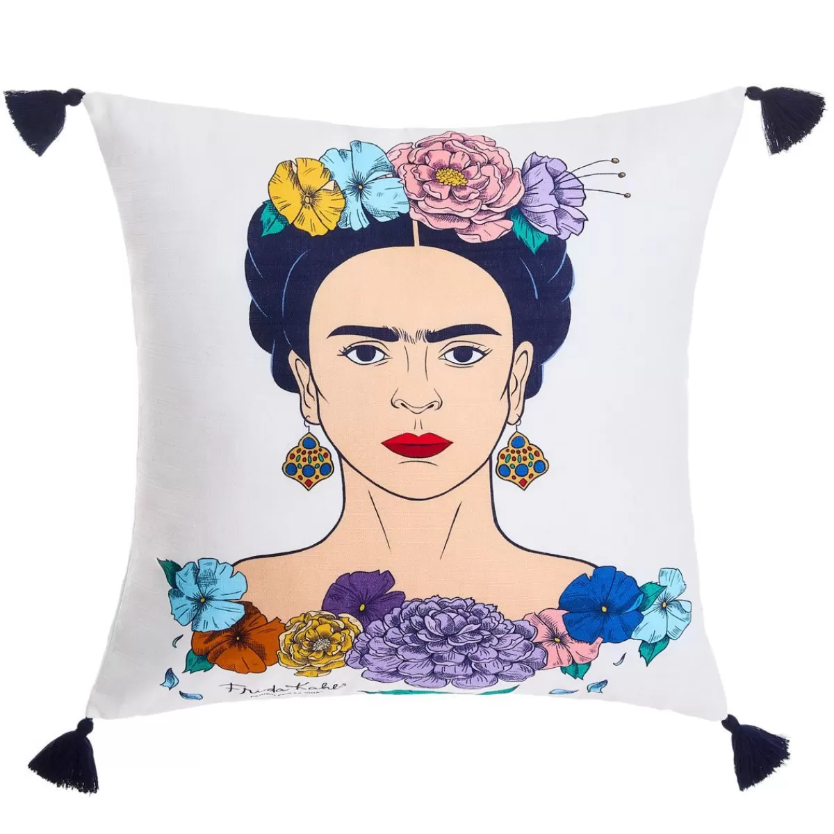 Cheap Poszewka Frida Kahlo Z Granatowymi Fredzlami 45X45 Cm Poszewki Na Poduszki