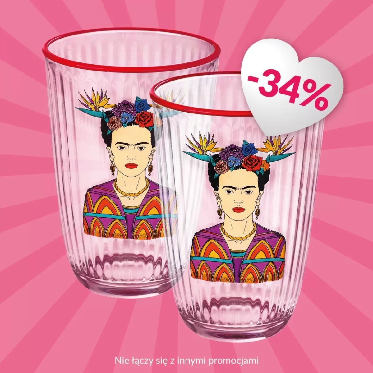 Online Zestaw Szklanek Frida Kahlo Fuksjowych, 2 Szt. 0.38 Szklanki